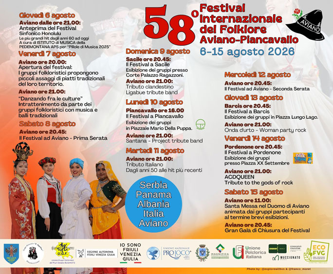 Aviano Festival Internazionale del Folklore Aviano Piancavallo programma