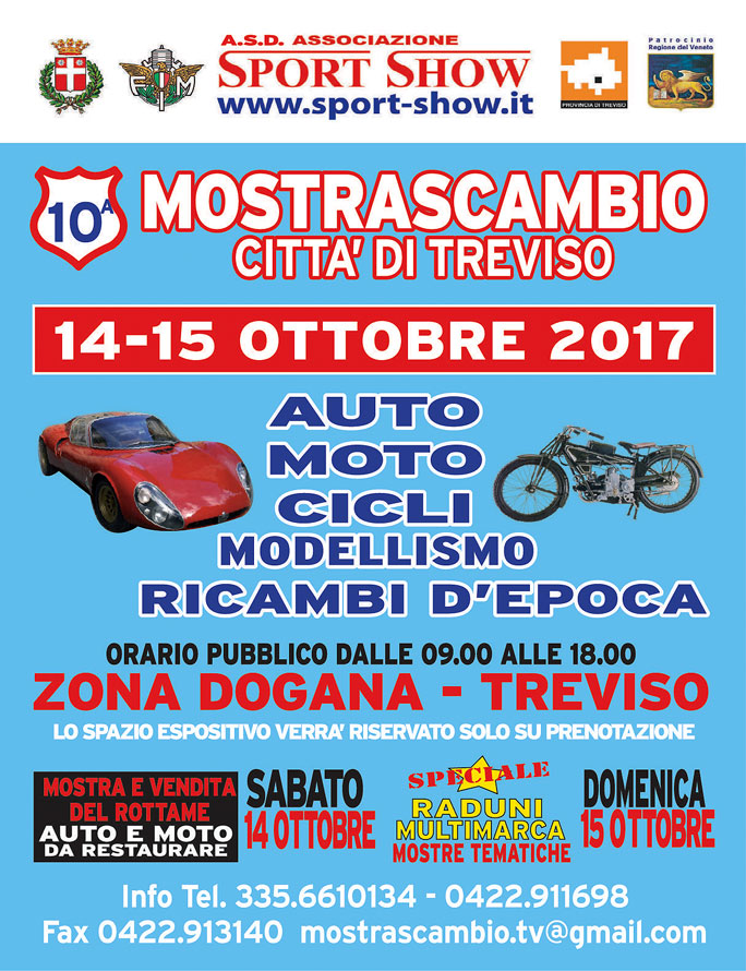 2017 TREVISO MOSTRA SCAMBIO AUTO MOTO CICLI MODELLISMO RICAMBI D'EPOCA