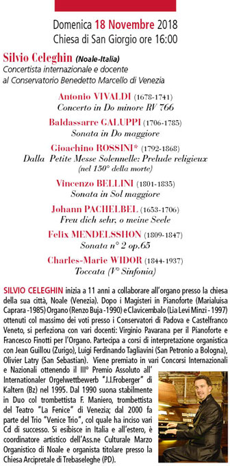 2018 FESTIVAL ORGANISTICO INTERNAZIONALE COLLALTO concerto silvio celeghin