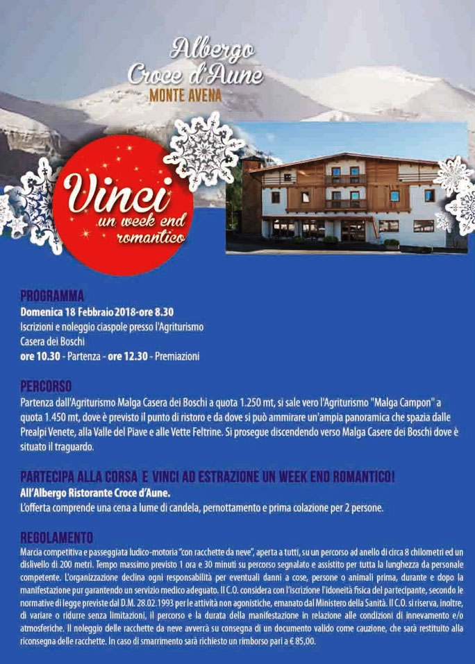 2018 BELLUNO PEDAVENA CIASPALONGA MONTE AVENA programma