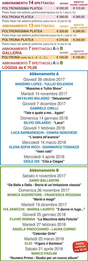 2017 2018 CONEGLIANO TEATRO ACCADEMIA STAGIONE TEATRALE abbonamenti