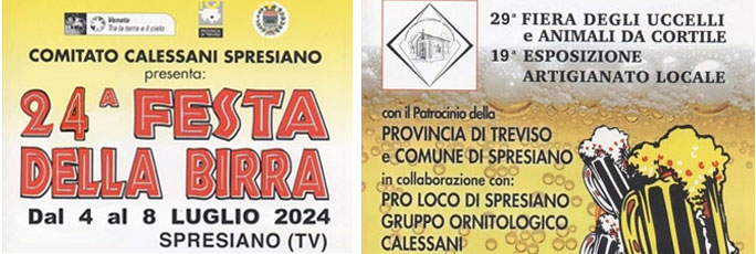 Spresiano 24ª Festa Della Birra, Fiera Degli Uccelli e Animali da Cortile, Esposizione Artigianato Locale a Calessani dal 4 Luglio 8 Luglio 2024