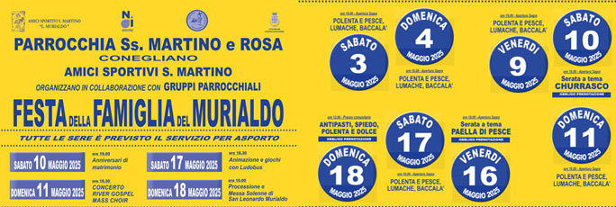 Conegliano Festa Della Famiglia Del Murialdo dal 3 Maggio al 18 Maggio 2025