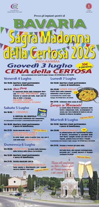 2025 NERVESA DELLA BATTAGLIA BAVARIA SAGRA MADONNA DELLA CERTOSASAGRA MADONNA DELLA CERTOSA