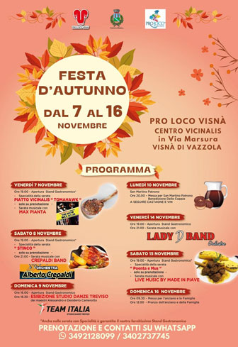 VAZZOLA (TV) 
VISNA'
FESTA D'AUTUNNO