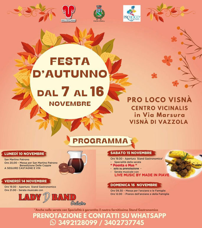 Vazzola Visnà Festa d'Autunno dal 7 Novembre al 16 Novembre 2025