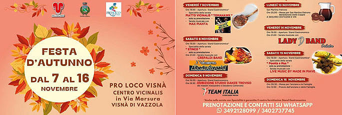 Vazzola Visnà Festa d'Autunno dal 7 Novembre al 16 Novembre 2025