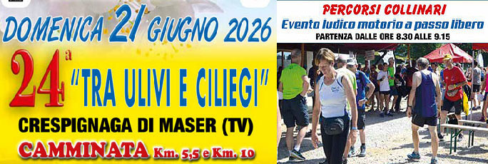 Maser Crespignaga Corsa Podistica Tra Ulivi e Ciliegi Domenica 21 Giugno 2026