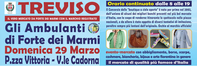 Gli Ambulanti di Forte dei Marmi a Treviso Domenica 29 Marzo 2026