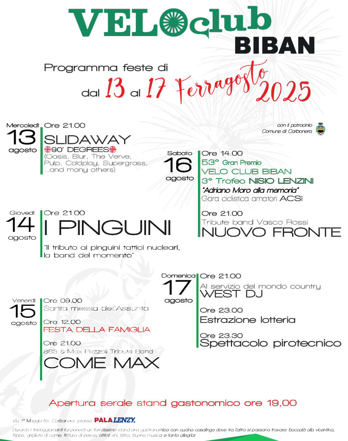 CARBONERA BIBAN FESTE DI FERRAGOSTO