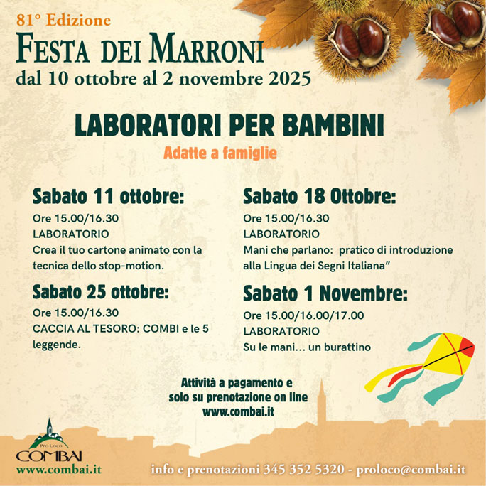 festa dei marroni di combai laboratori per bambini