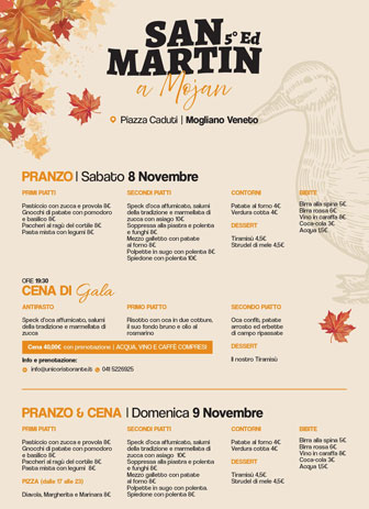 mogliano veneto san martin a mojan pranzo e cena