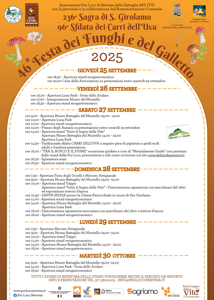 NERVESA DELLA BATTAGLIA FESTA DEI FUNGHI E DEL GALLETTO e SAGRA DI SAN GIROLAMO 