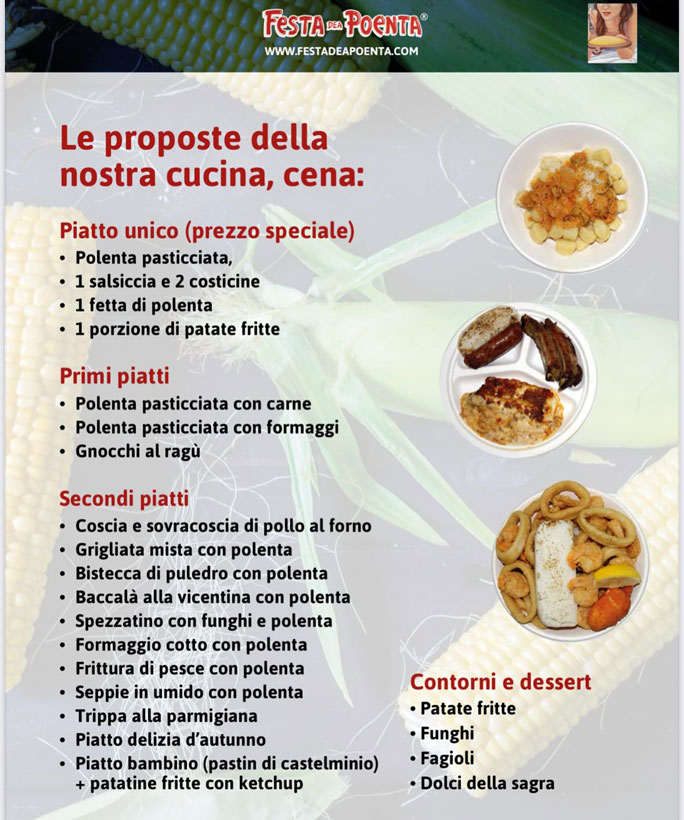 RESANA CASTELMIINIO FESTA DEA POENTA menù cena