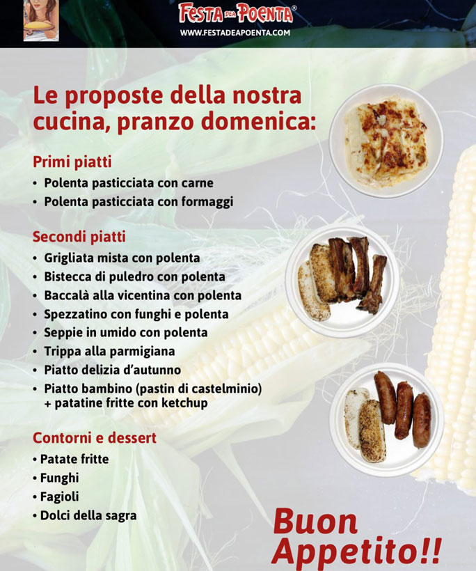 RESANA CASTELMIINIO FESTA DEA POENTA menù pranzo