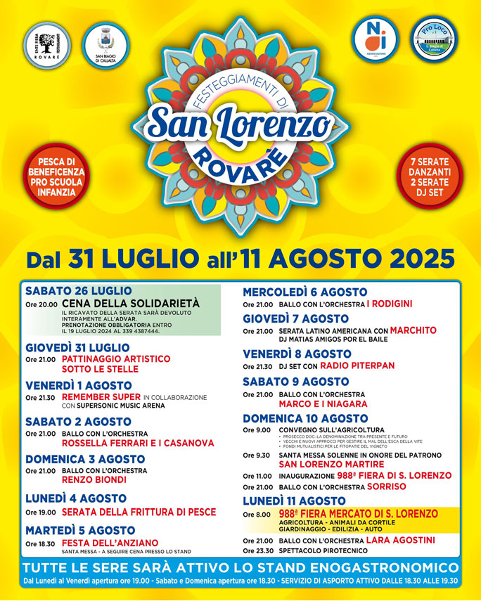 SAN BIAGIO DI CALLALTA ROVARE' FESTEGGIAMENTI DI SAN LORENZO