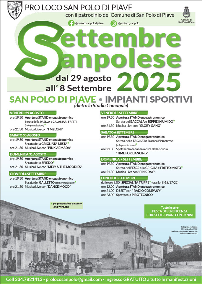 SAN POLO DI PIAVE SETTEMBRE SANPOLESE PROGRAMMA