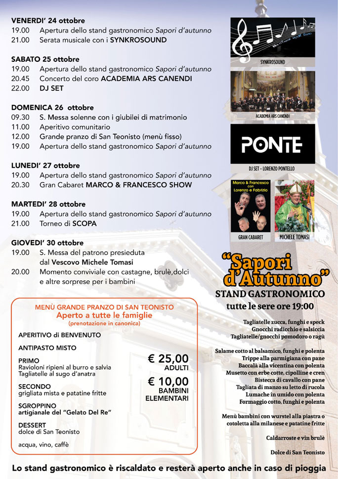TREVIGNANO FESTA DI SAN TEONISTO programma
