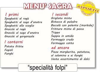 VEDELAGO CAVASAGRA SAGRA MADONNA DEL ROSARIO menù