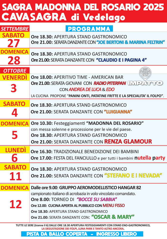 vedelago cavasagra sagra madonna del rosario programma