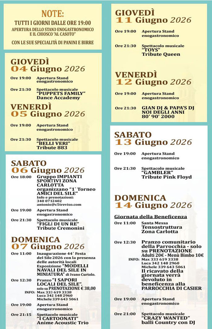 CASIER FESTA DEL SILE  programma