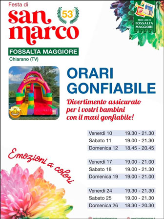CHIARANO FOSSALTA MAGGIORE FESTA DI SAN MARCO giochi gonfiabili
