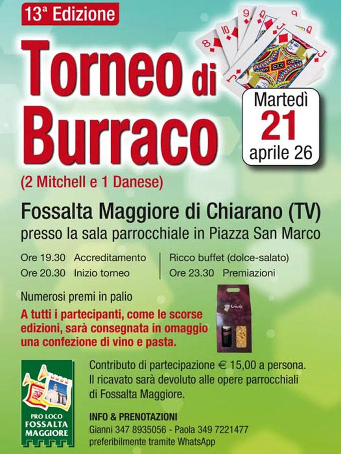 CHIARANO FOSSALTA MAGGIORE TORNEO DI BURRACO