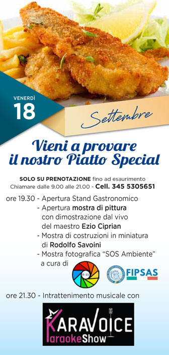 18 SETTEMBRE cimadolmo festa del pesce e delle nostre acque
