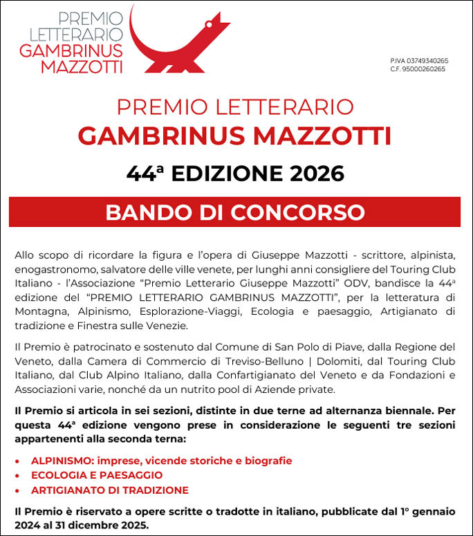 PREMIO LETTERARIO MAZZOTTI bando di concorso 2026