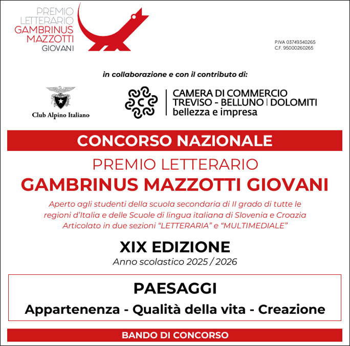 PREMIO LETTERARIO MAZZOTTI GIOVANI bando di concorso 2026