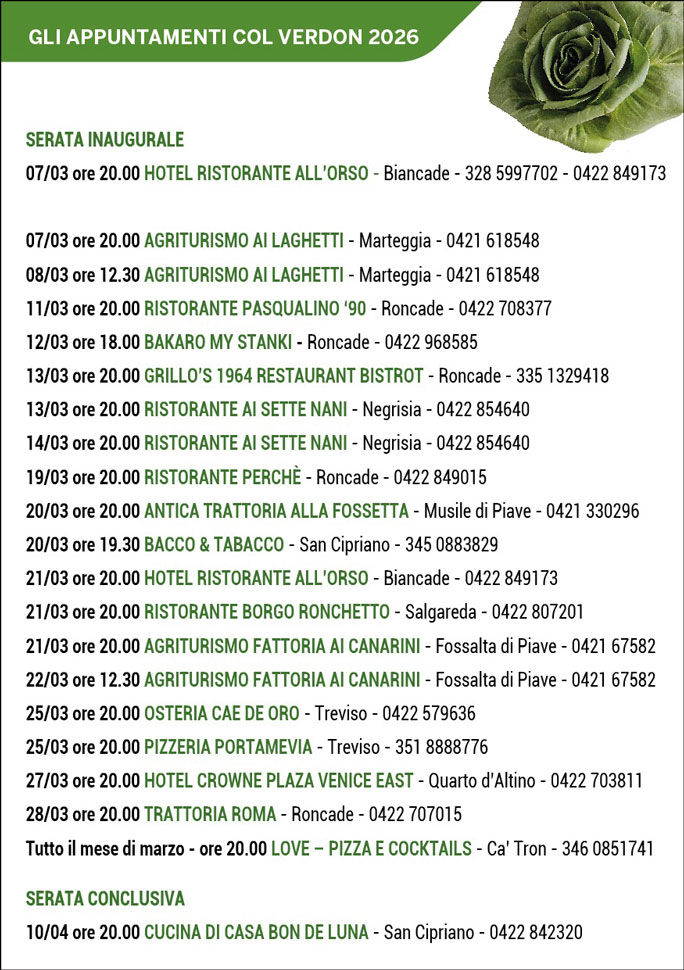 RADICCHIO VERDON APPUNTAMENTI