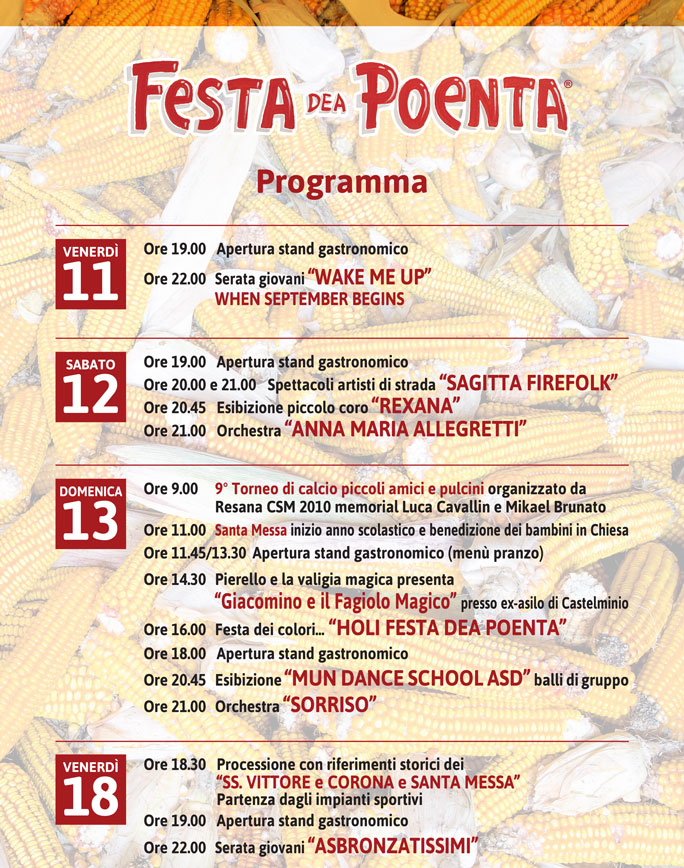 RESANA CASTELMINIO FESTA DEA POENTA programma