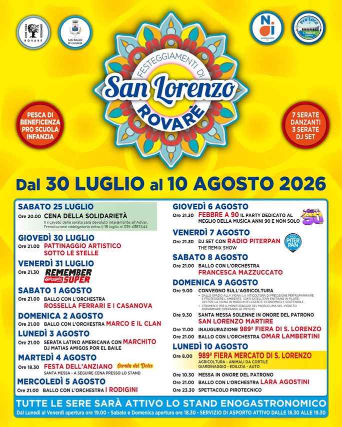 SAN BIAGIO DI CALLALTA ROVARE' FESTEGGIAMENTI DI SAN LORENZO