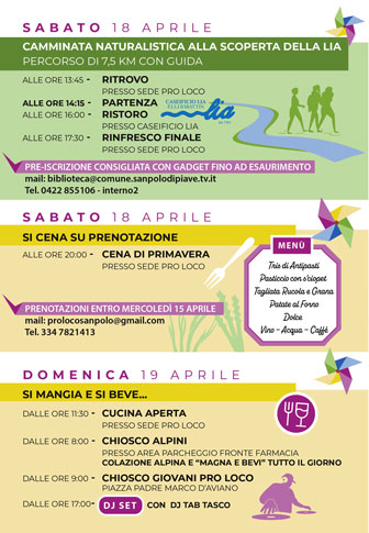  SAN POLO DI PIAVE PRIMAVERA SUL LIA programma