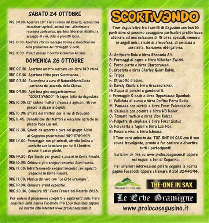 SEGUSINO FIERA FRANCA DEL ROSARIO programma