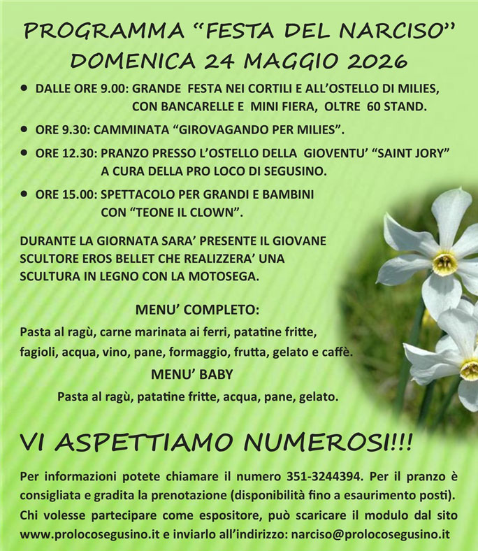 SEGUSINO MILIES FESTA DEL NARCISO programma