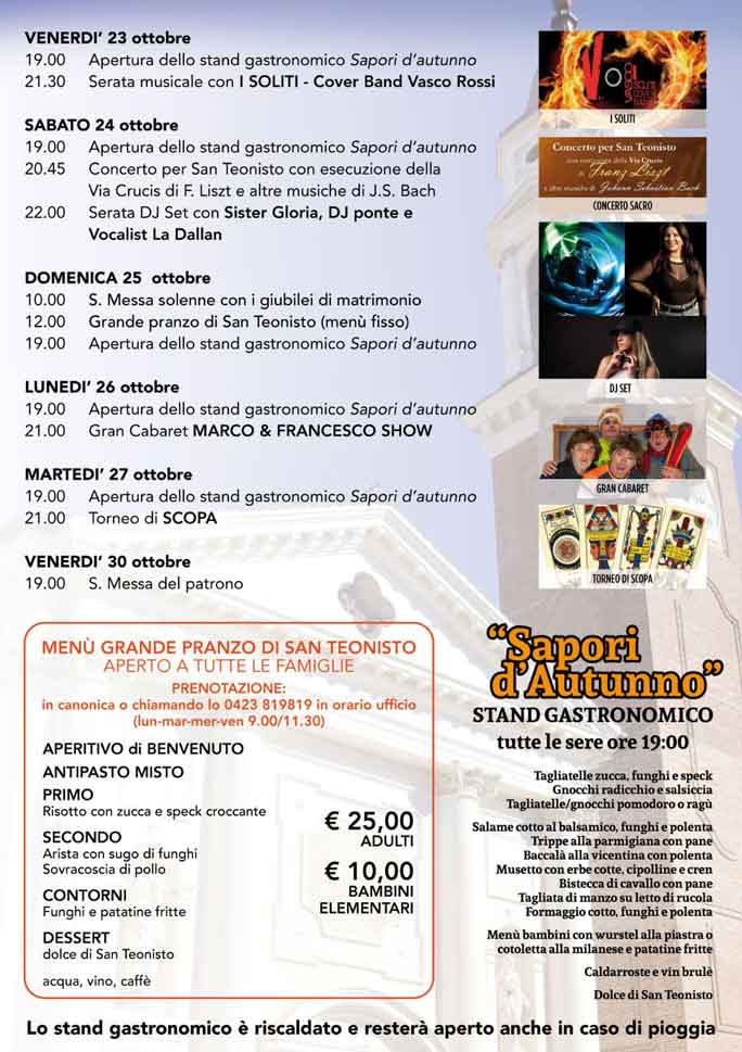 TREVIGNANO FESTA DI SAN TEONISTO programma