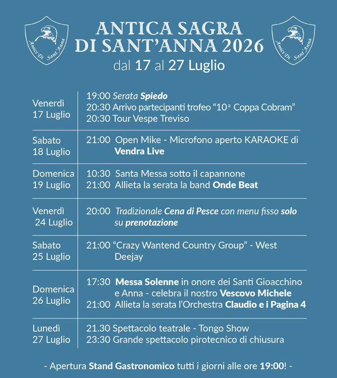 TREVISO MONIGO ANTICA SAGRA DI SANT'ANNA programma