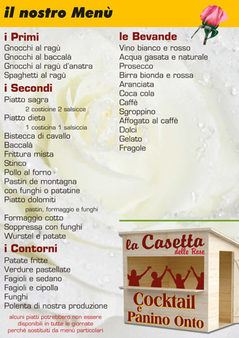 TREVISO MONIGO SAGRA DELLE ROSE menù