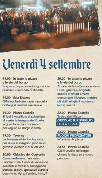 medioevo a valvasone venerdi 4 settembre