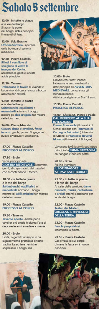 medioevo a valvasone sabato 5 settembre
