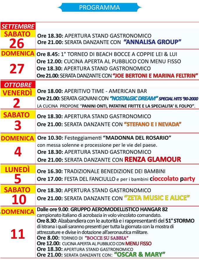 vedelago cavasagra sagra madonna del rosario programma