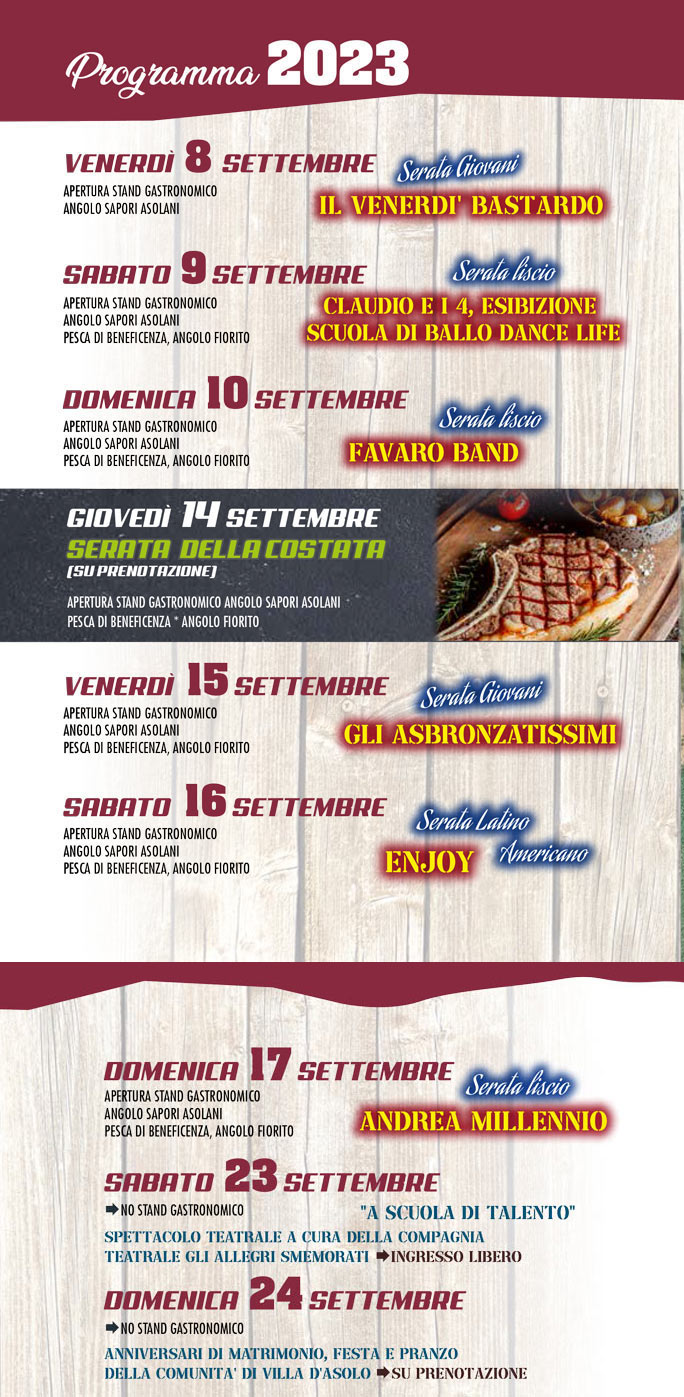 2023 ASOLO VILLA IN FESTA programma