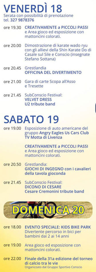 2025 luglio 18 casale sul sile conscio sagra dei peri programma