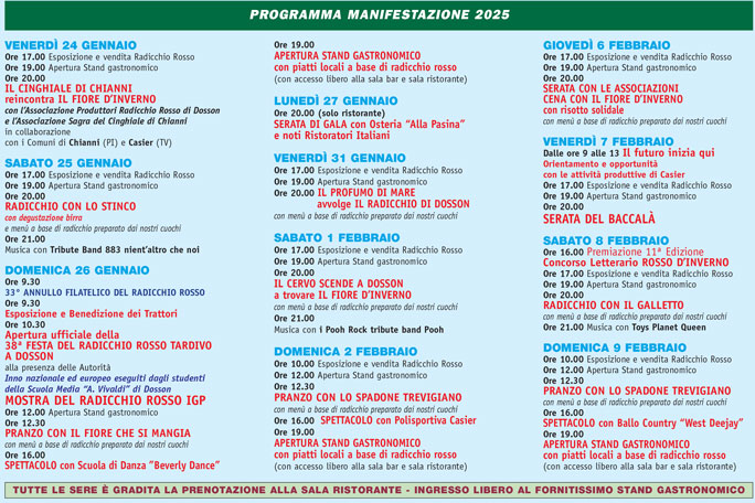 2025 FESTA DEL RADICCHIO ROSSO DI TREVISO IGP A DOSSON programma