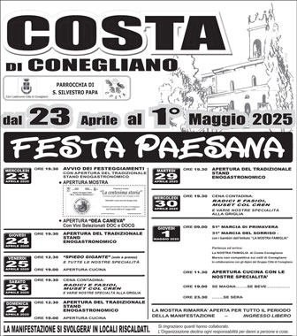conegliano costa festa paesana PROGRAMMA