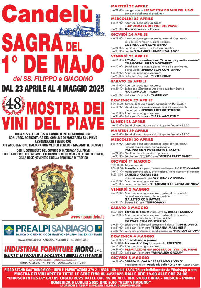 2025 MASERADA SUL PIAVE CANDELU' SAGRA DI CANDELU' programma