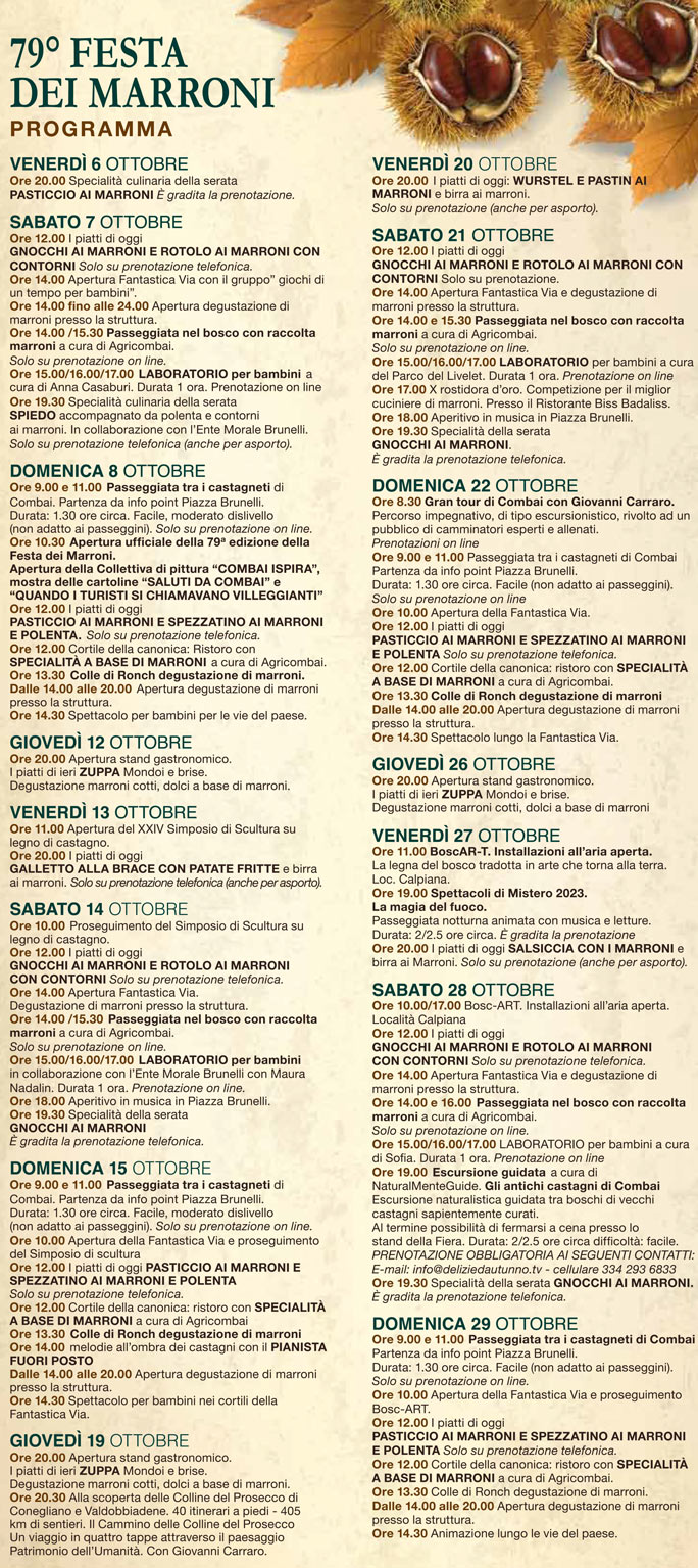 2023 MIANE COMBAI FESTA DEI MARRONI FESTA DELLE CASTAGNE programma