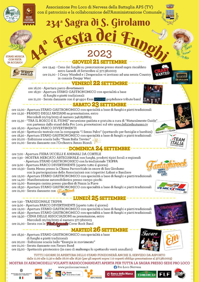 2023 NERVESA DELLA BATTAGLIA FESTA DEI FUNGHI e SAGRA DI SAN GIROLAMO 