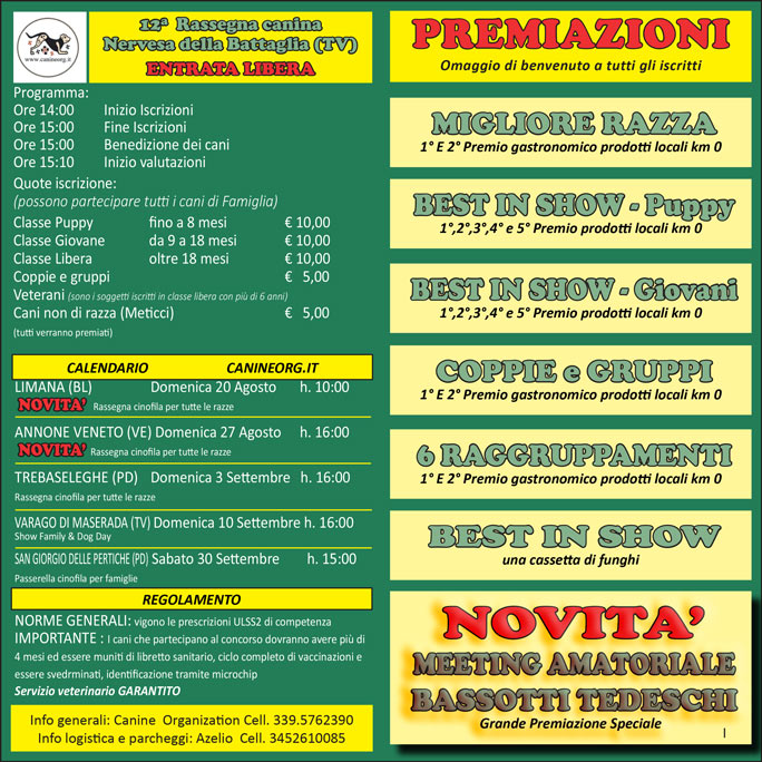 2023 nervesa della battaglia rassegna canina programma